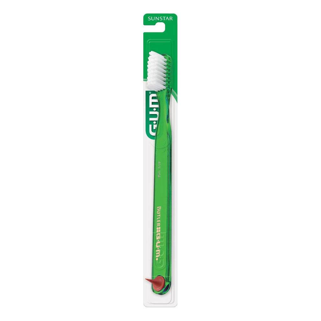 Soft Toothbrush with Dental Pick & Patented Dome Trim Bristles - Pack of 12
