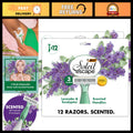 Women's Disposable Razors 12-Pack with Lavender & Eucalyptus Scented Blades – Flexible, Comfortable Shaving