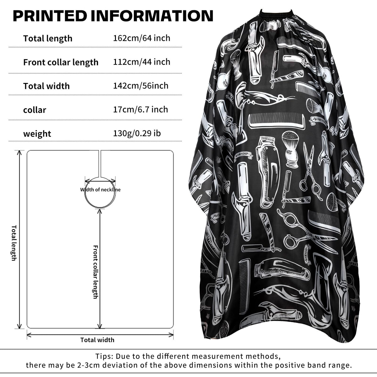 Large Waterproof Barber Hair Cutting Cape Salon Cape for Men & Adults