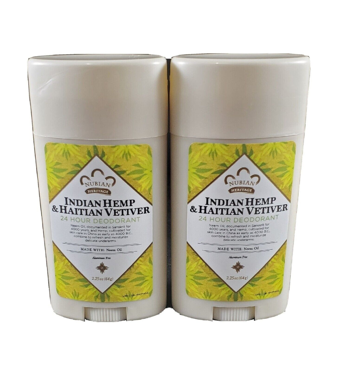 Aluminum-Free Indian Hemp Deodorant 2 Pack - Natural & Gentle
