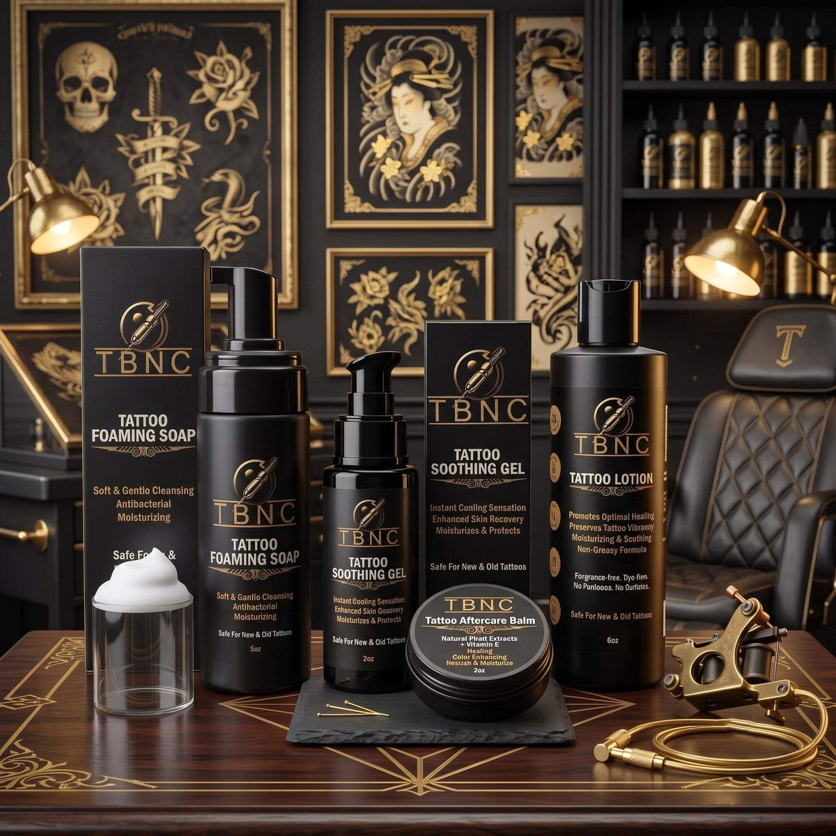 TBNC Tattoo Aftercare Bundle - Foaming Soap, Soothing Gel, Lotion & Balm