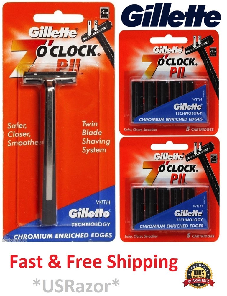 Gillette Trac II Razor Blade Refills & Handle Set - Non-Lubricant Twin Blades