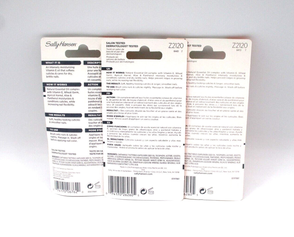 Vitamin E Nail & Cuticle Oil Set - 3 Pack, 13.3ml Each
