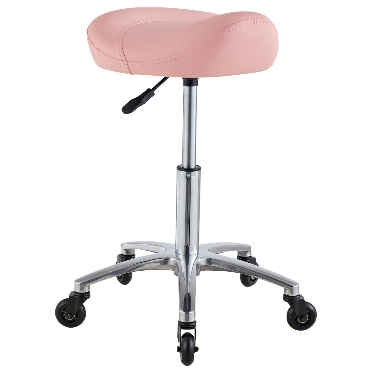 Pink Saddle Salon Stool with Hydraulic Height Adjustment and 360° Swivel