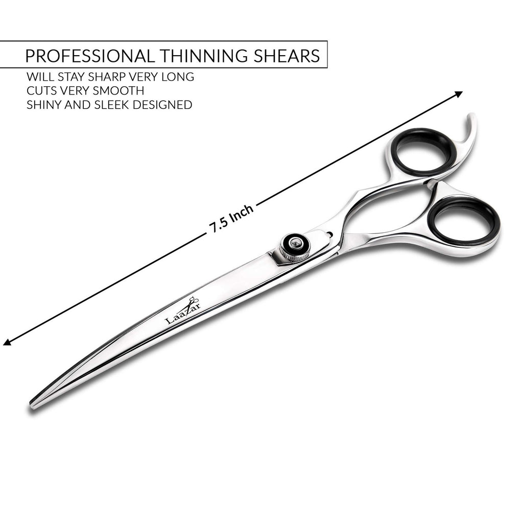 Professional Curved Dog and Cat Shears - 7.5 Inch, Adjustable Tension, Sharp Japanese Steel
