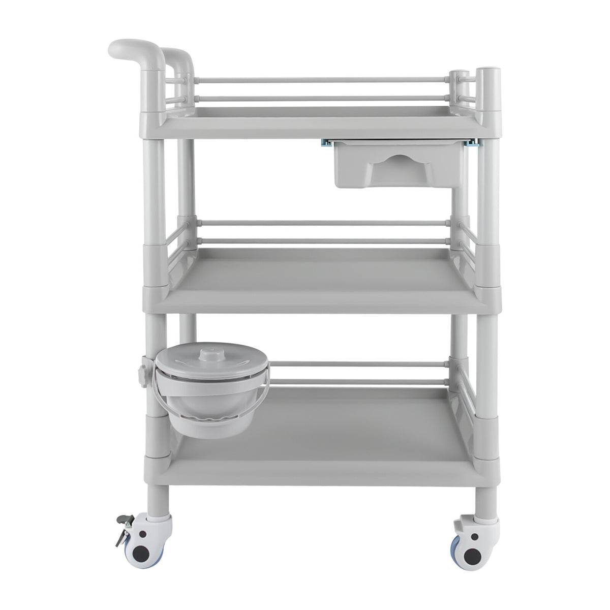 Grey 3-Tier Salon Cart with Wheels - ABS Rolling Tool Organizer