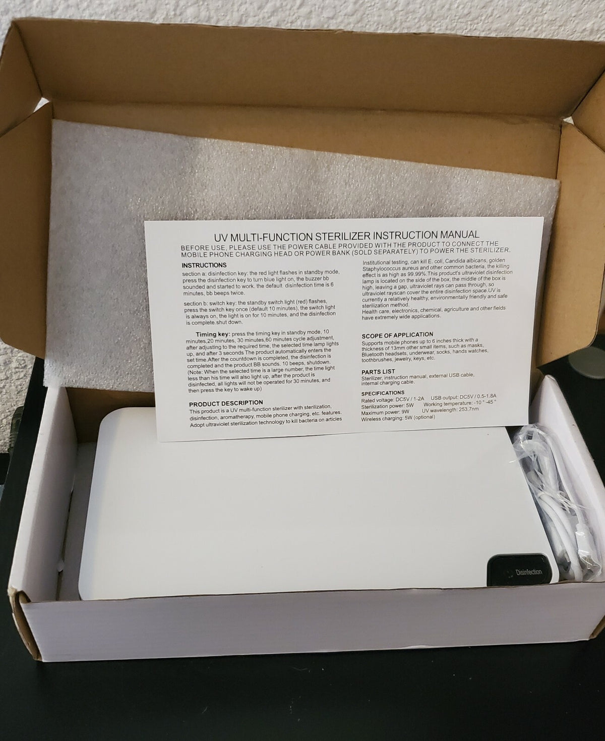 White UV Disinfector - Multi-Functional Sterilizer for Home & Office