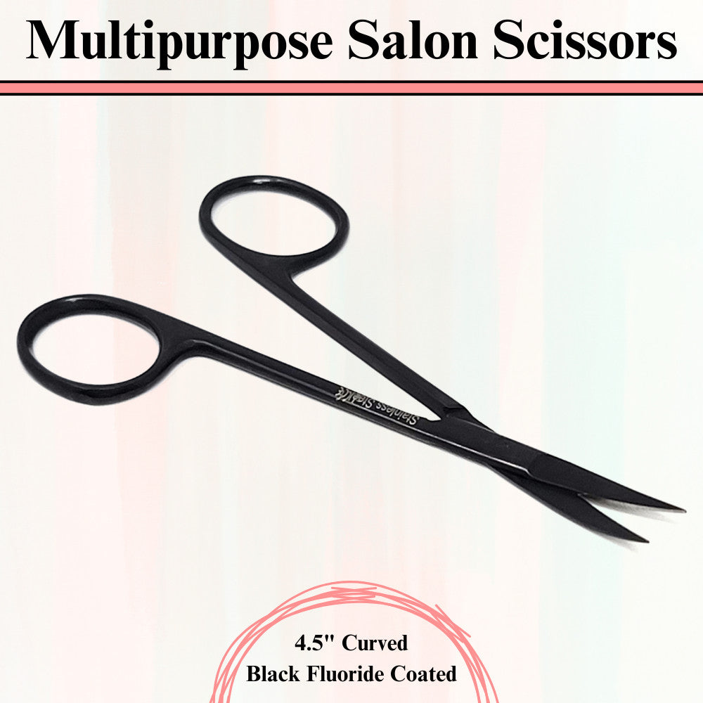 Unisex Stainless Steel Grooming Scissors 4.5-inch Curved Nail & Beard Trimming