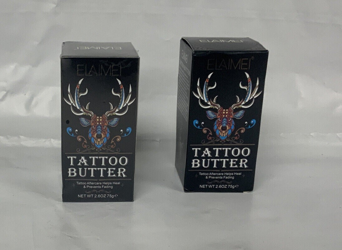 Tattoo Aftercare Butter Balm 2.6 oz – Healing Moisturizer for Fresh & Old Tattoos (2 Pack)