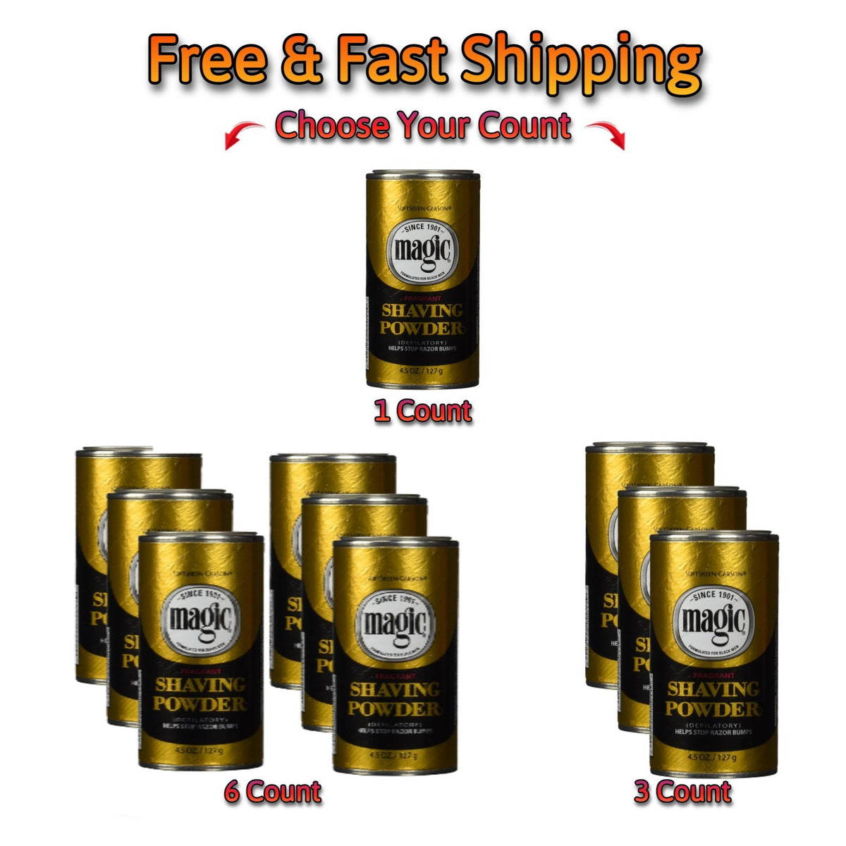 Men's Razorless Shaving Powder for Black Men - Hair Removal & Razor Bumps Prevention