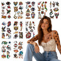 American Traditional Temporary Tattoos Set - 76 Small Old School Designs