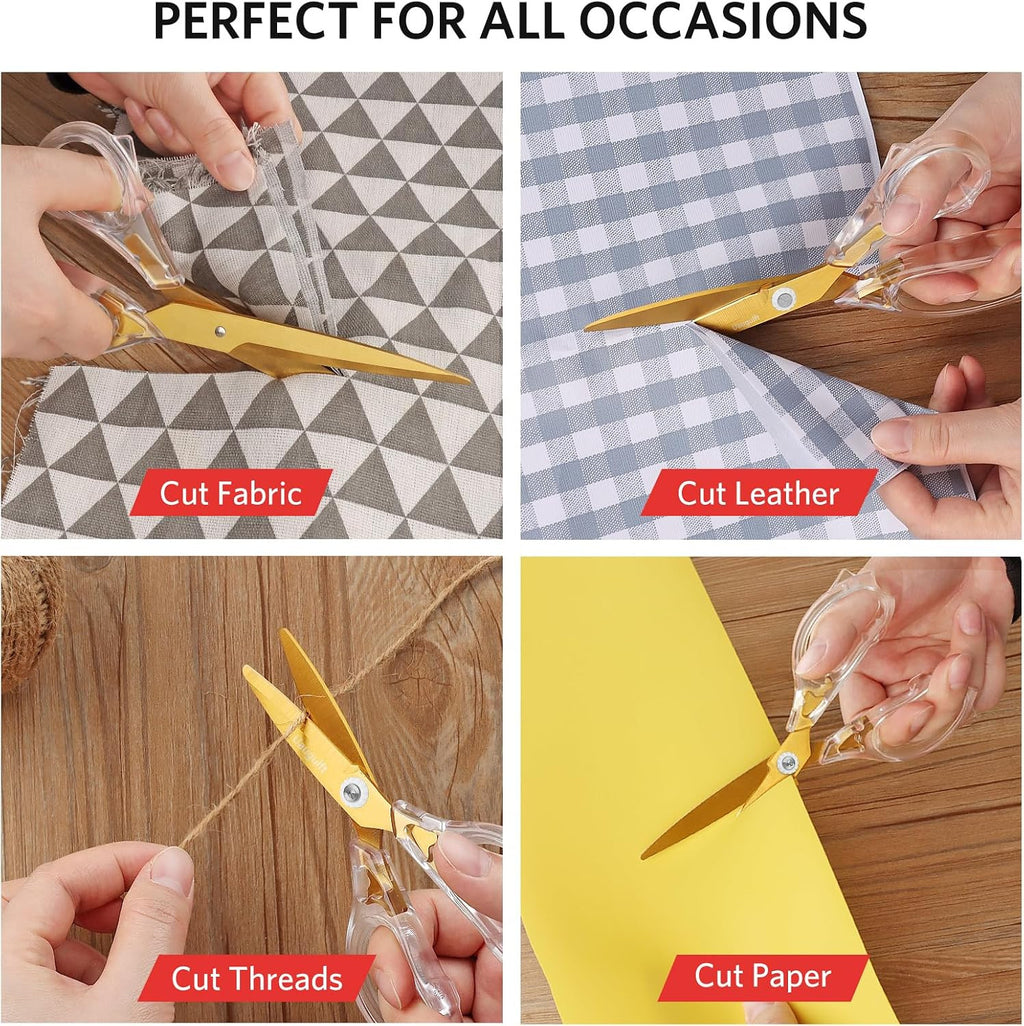 Multi-Purpose Acrylic Scissors Set with Titanium-Coated Blades and Ergonomic ABS Handles