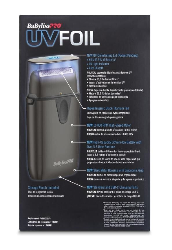 UV-C Bacteria-Killing Foil Shaver with Titanium Foils, Auto Shutoff & USB-C Charging