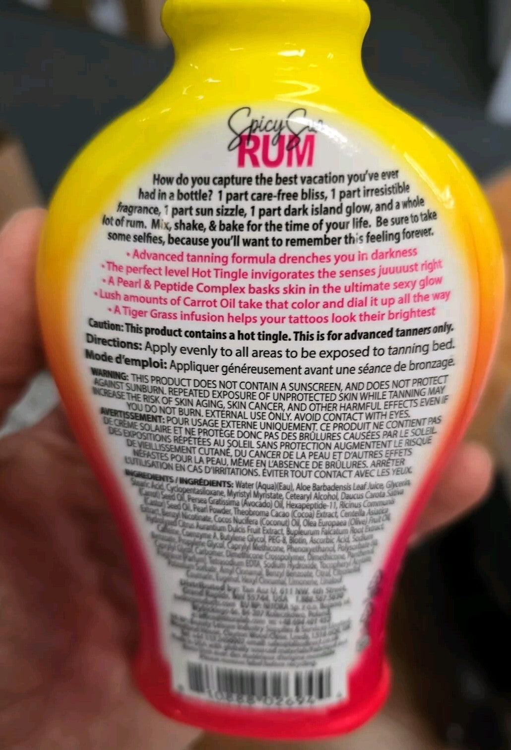 Spicy Sun Rum Tingle Carrot Oil Tanning Lotion 7.5oz - Hot Tingle Effect