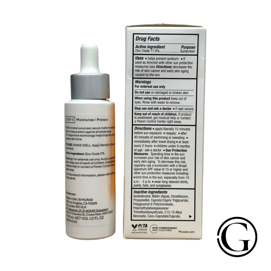 SPF 45 Skin Correct & Protect Serum - Brightening, Anti-Aging, Hydrating 1oz