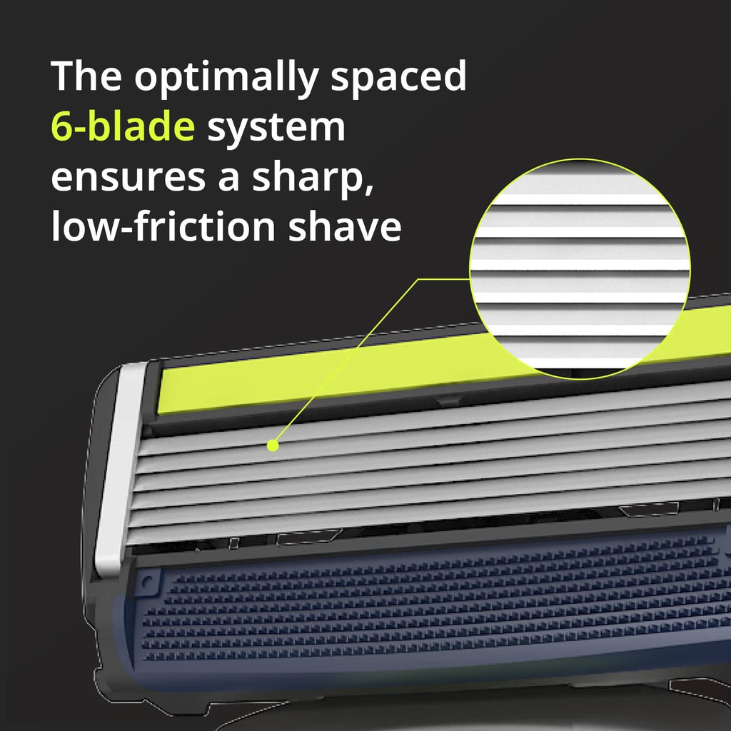 Six Blade Razor System with Interchangeable Heads - DORCO Pace 6 Sport, Olive