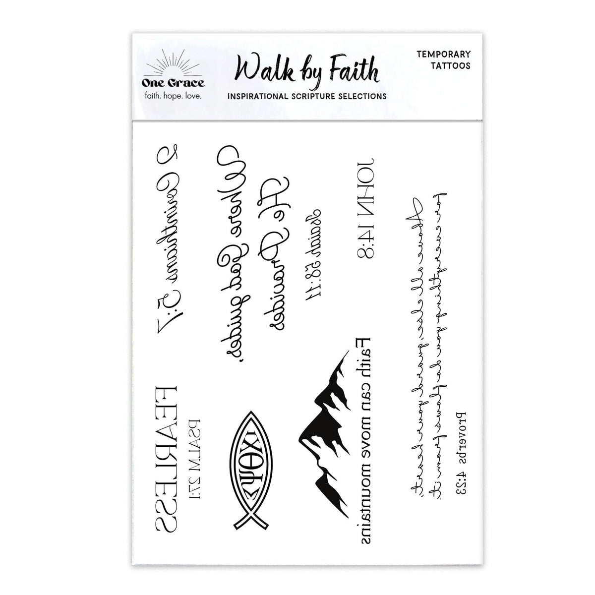 Christian Bible Verse Temporary Tattoos for Men and Women