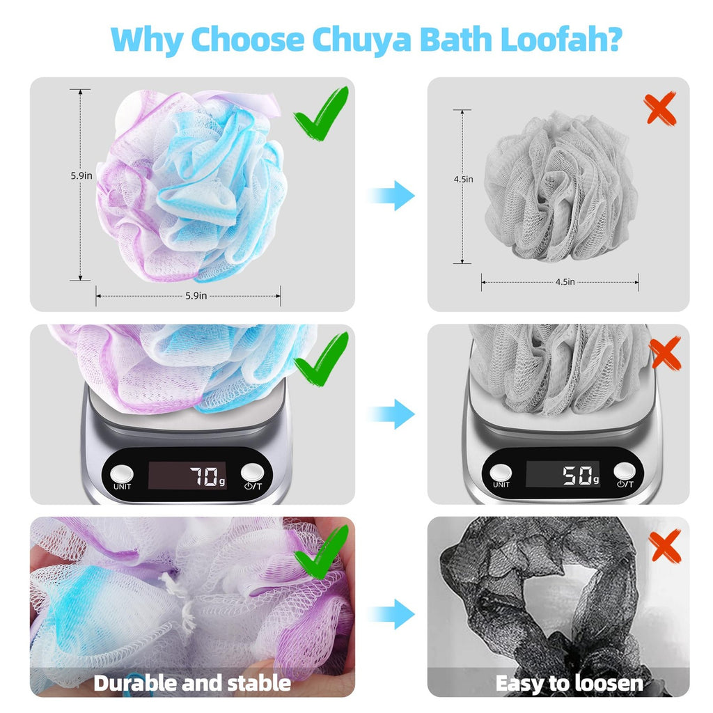 Large Size Bath Loofah Sponges 4 Pack Exfoliating Shower Scrubbers