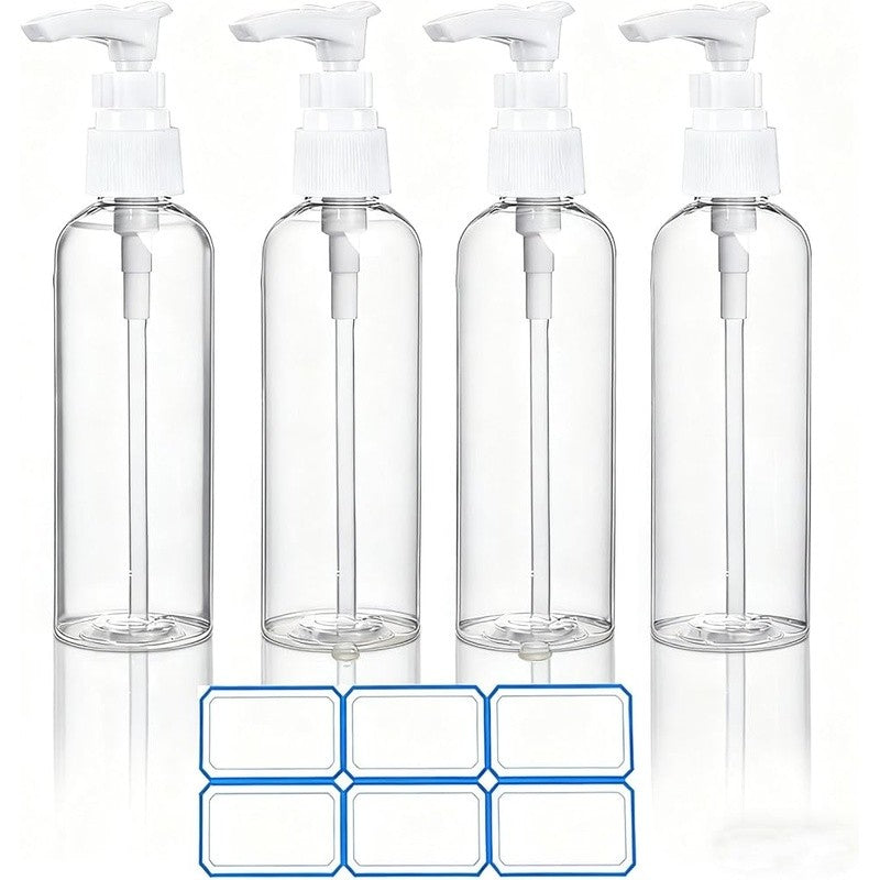 Refillable 100ml Travel Lotion Pump Bottles Set of 4 TSA Approved Eco-Friendly Plastic Bottles