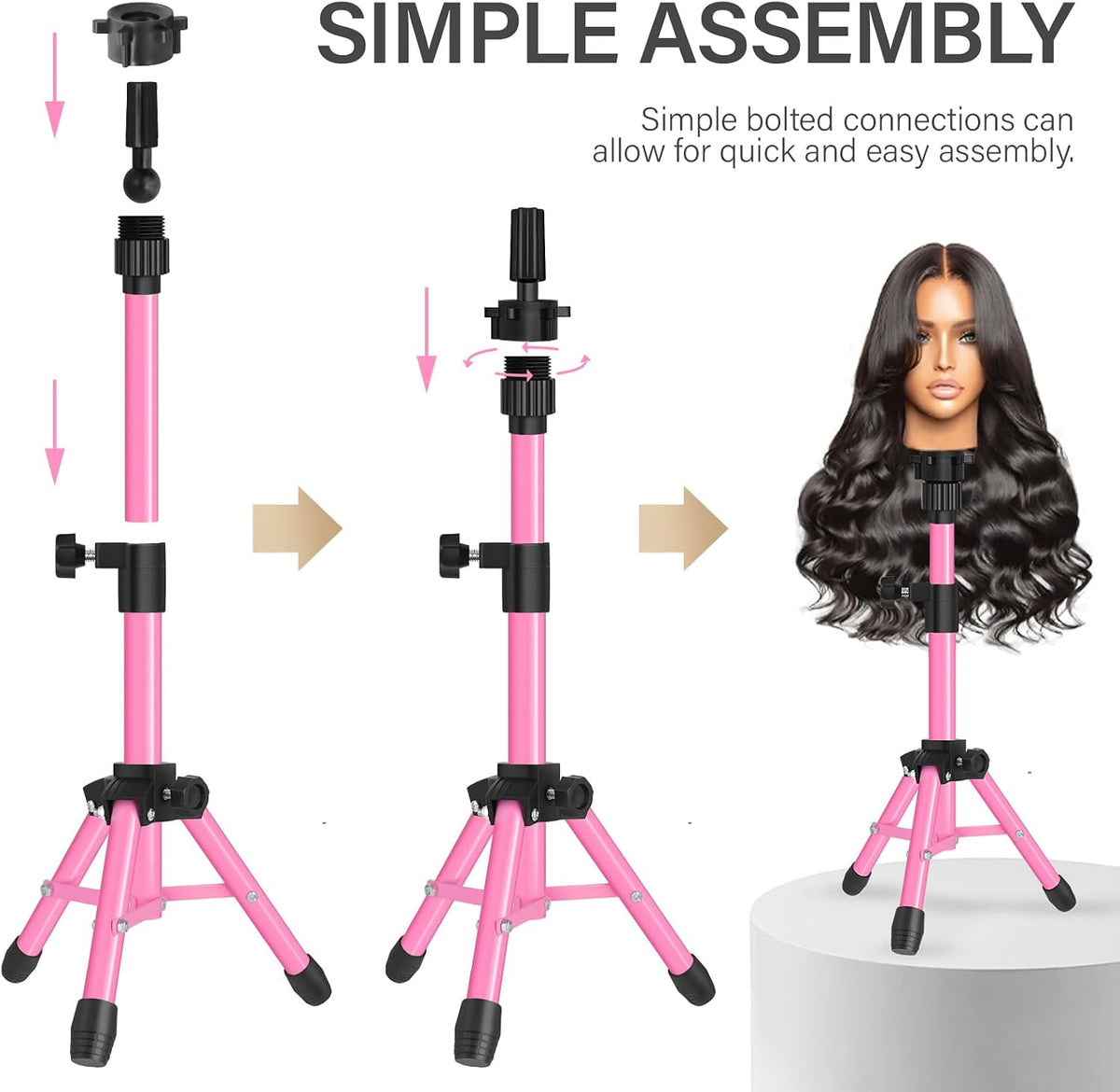 Adjustable 25 Inch Wig Stand Tripod for Hairdressing Practice