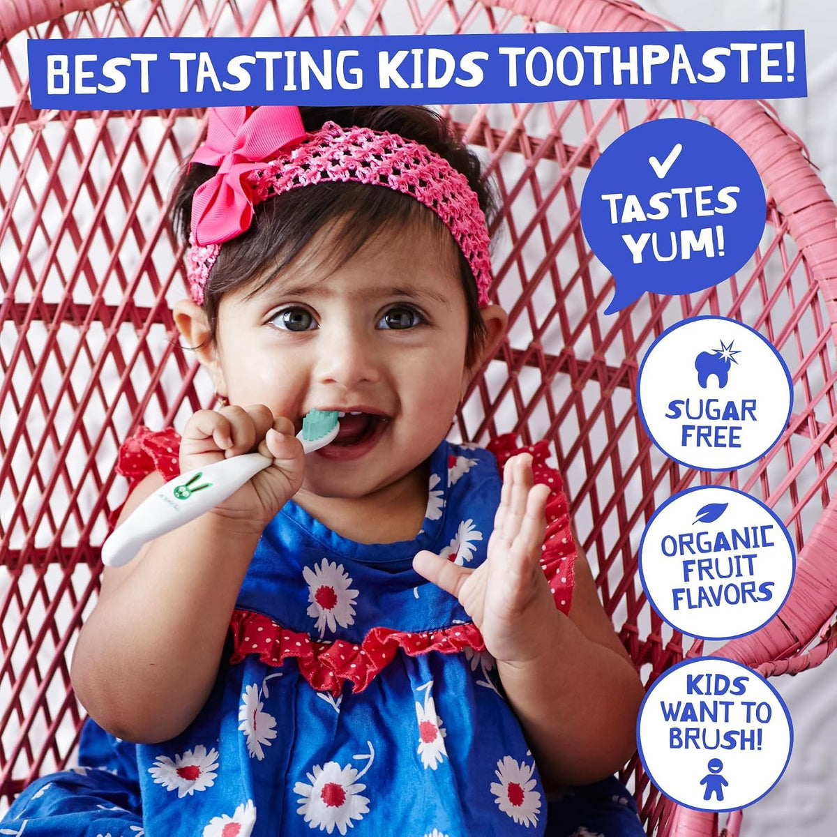 Kids Natural Toothpaste with Strawberry & Blueberry Flavors - Fluoride-Free 1.76 Oz Pack of 2