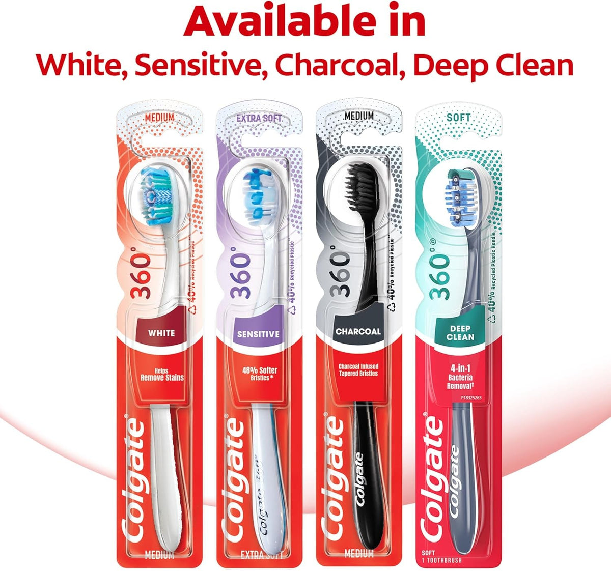 4 Pack Soft Adult Whitening Toothbrushes with Tongue & Cheek Cleaners