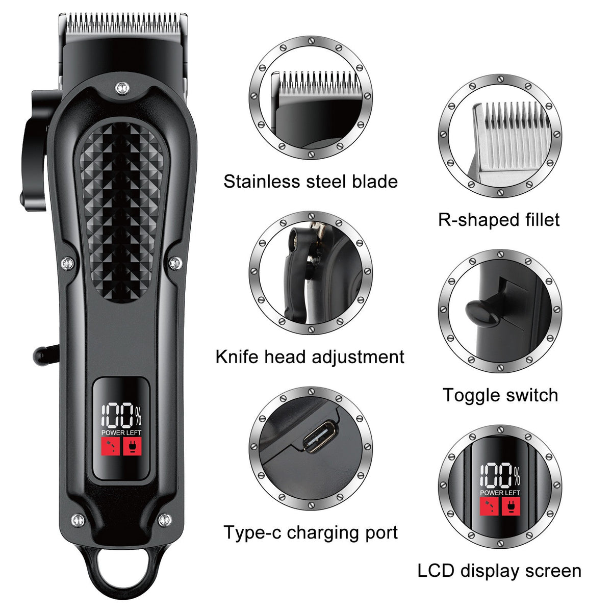 Electric Hair Clippers & Beard Trimmer Set for Men Cordless Grooming