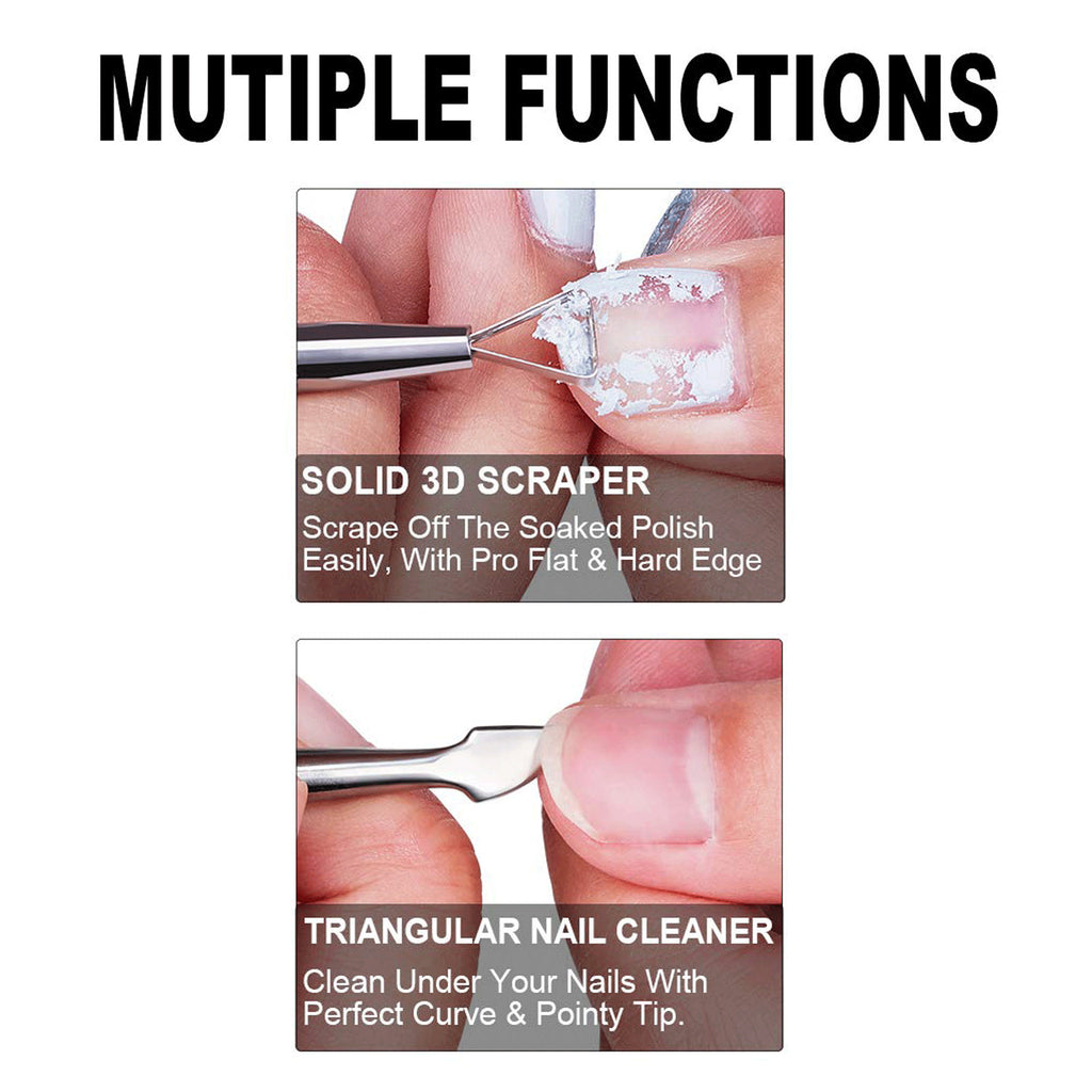 Stainless Steel Cuticle Pusher Remover Nail Tool for Manicure & Pedicure