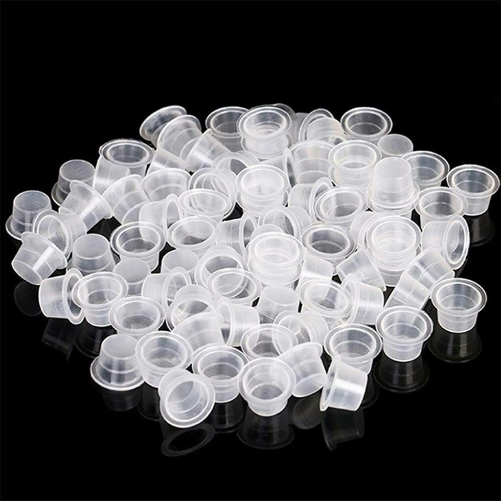 Tattoo Ink Cups 100/200 Pcs Mixed Size Permanent Clear Holder Set
