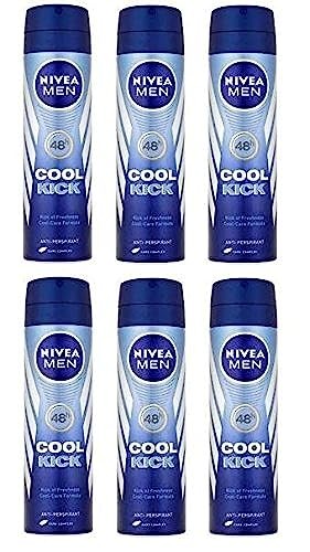 6 Pack Nivea Men Cool Kick 48h Anti-Perspirant Spray 150ml - Long-Lasting Freshness