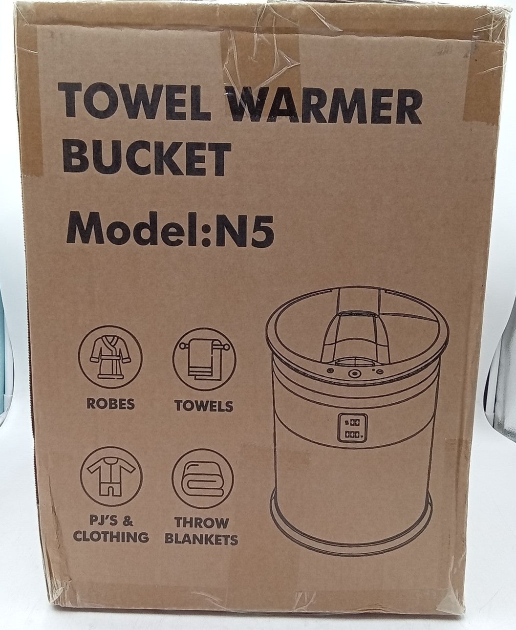 Large Capacity Towel Warmer Bucket for Robes Blankets - White N5