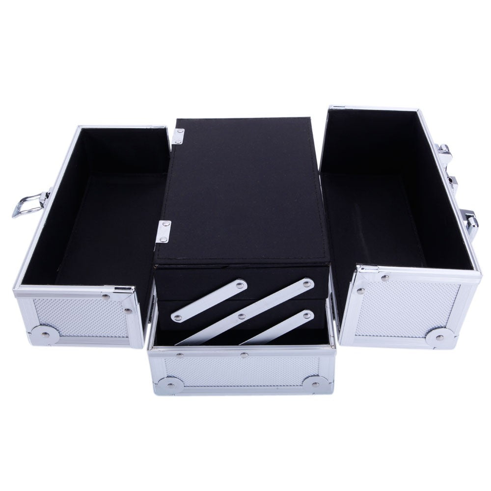 Aluminum Makeup Train Case with Mirror and Handle - Jewelry & Cosmetic Storage