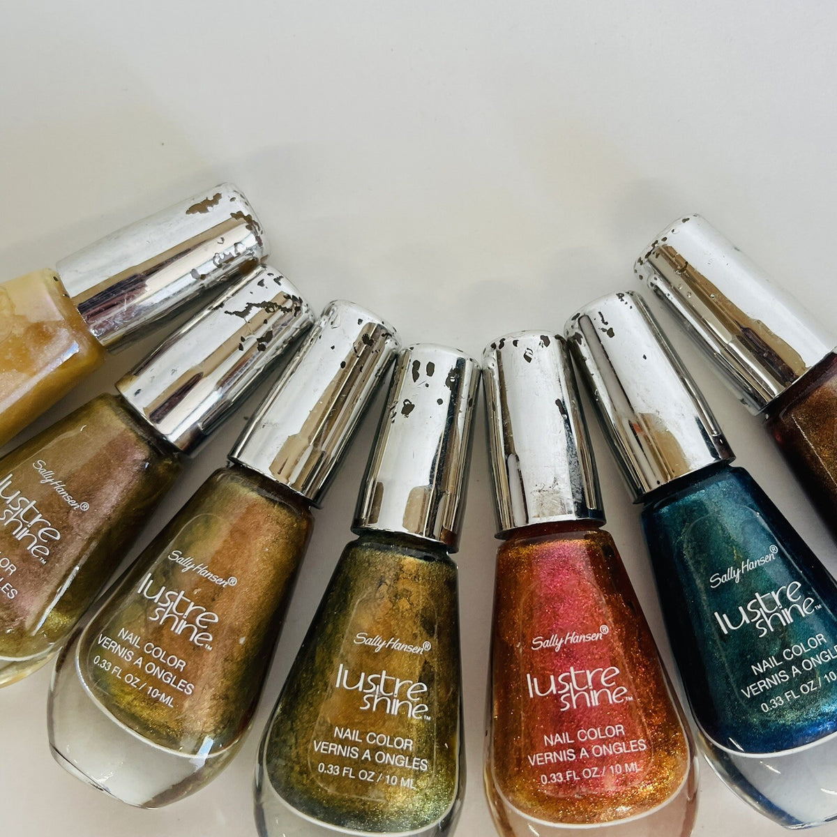 Set of 7 Shiny Multicolor Nail Polishes - Lustre Shine & Peeling Cap