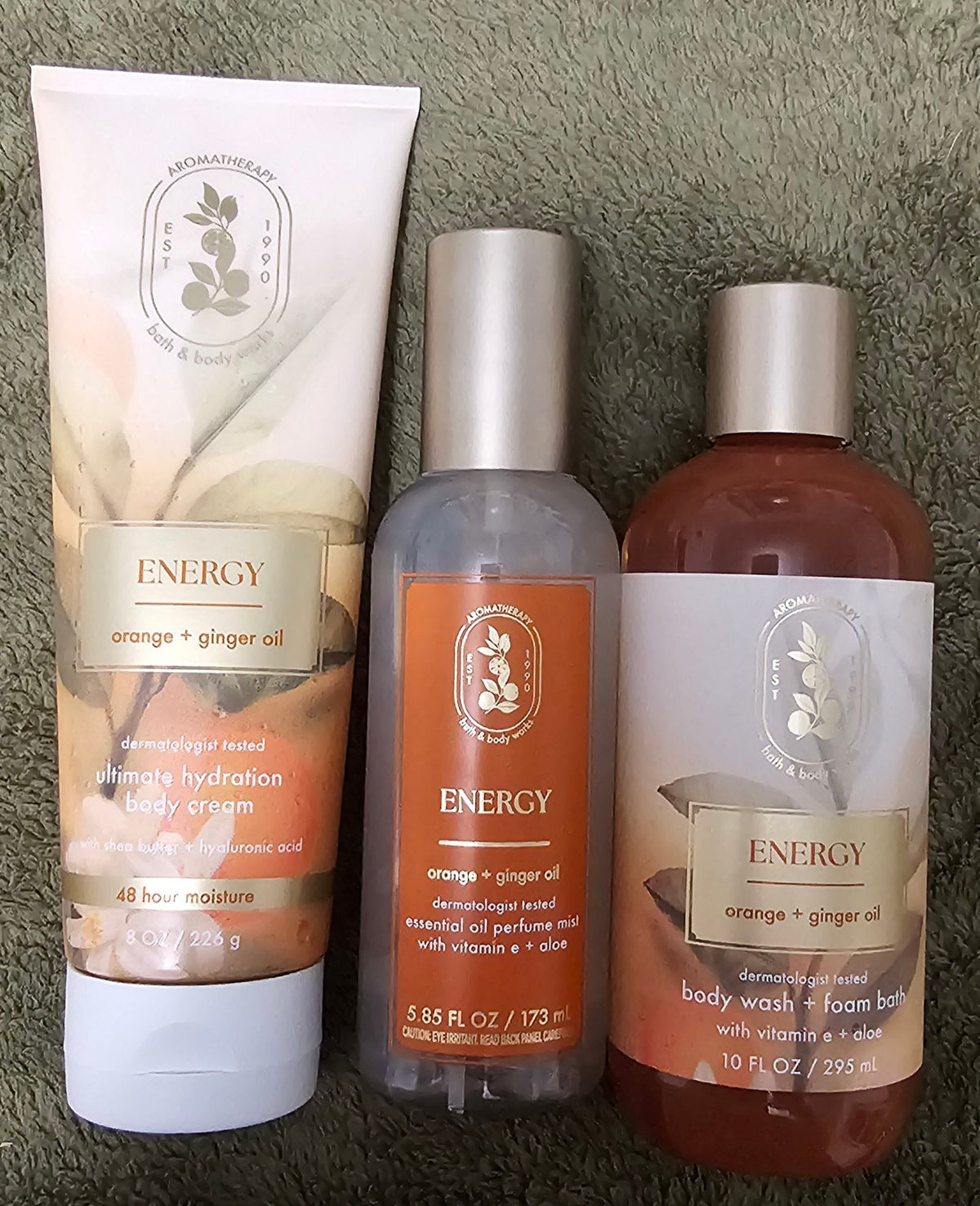 Orange & Ginger Aromatherapy Body Oil, Perfume, Wash & Cream Set