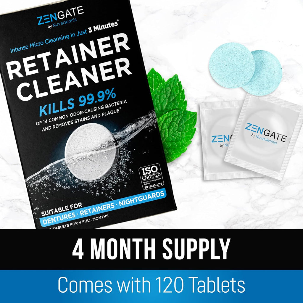Retainer Cleaner Tablets - 120 Count for Dentures & Invisalign Aligners