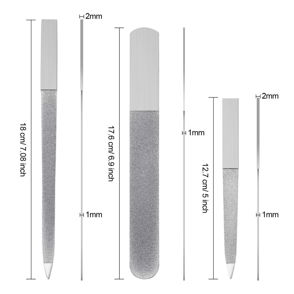 Metal Diamond Nail File Set - 3 Pack Stainless Steel Pedicure & Manicure Tools