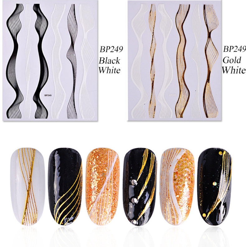 3D Nail Art Stickers Wave Line Decals for Manicure DIY Tips - Multiple Colors