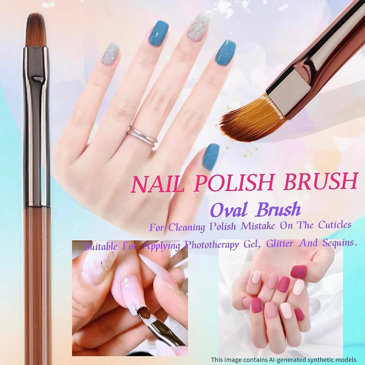 8Pcs Nail Art Brush Set with Gel Builder & Liner Brushes for Professional & DIY Nails