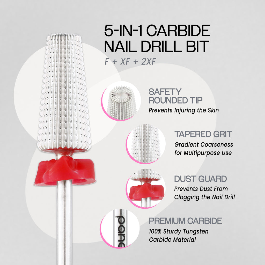 5-in-1 Nail Carbide Bit - Fine Grit, Volcano Cone Shape, 3/32" Shank
