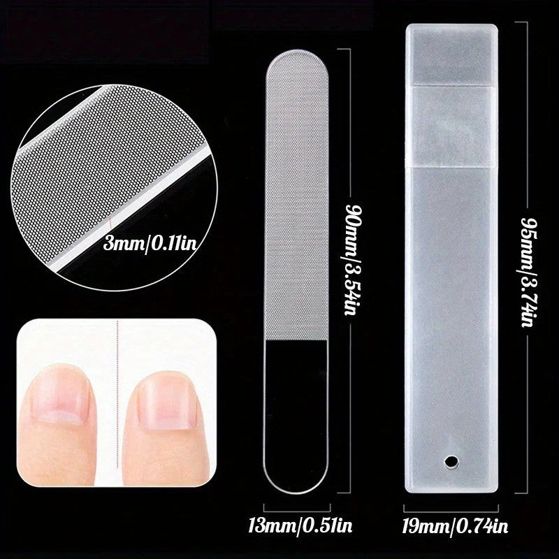 Nano Glass Nail Files Double Sided Manicure Pedicure Tools Set - Washable, 3 Pieces