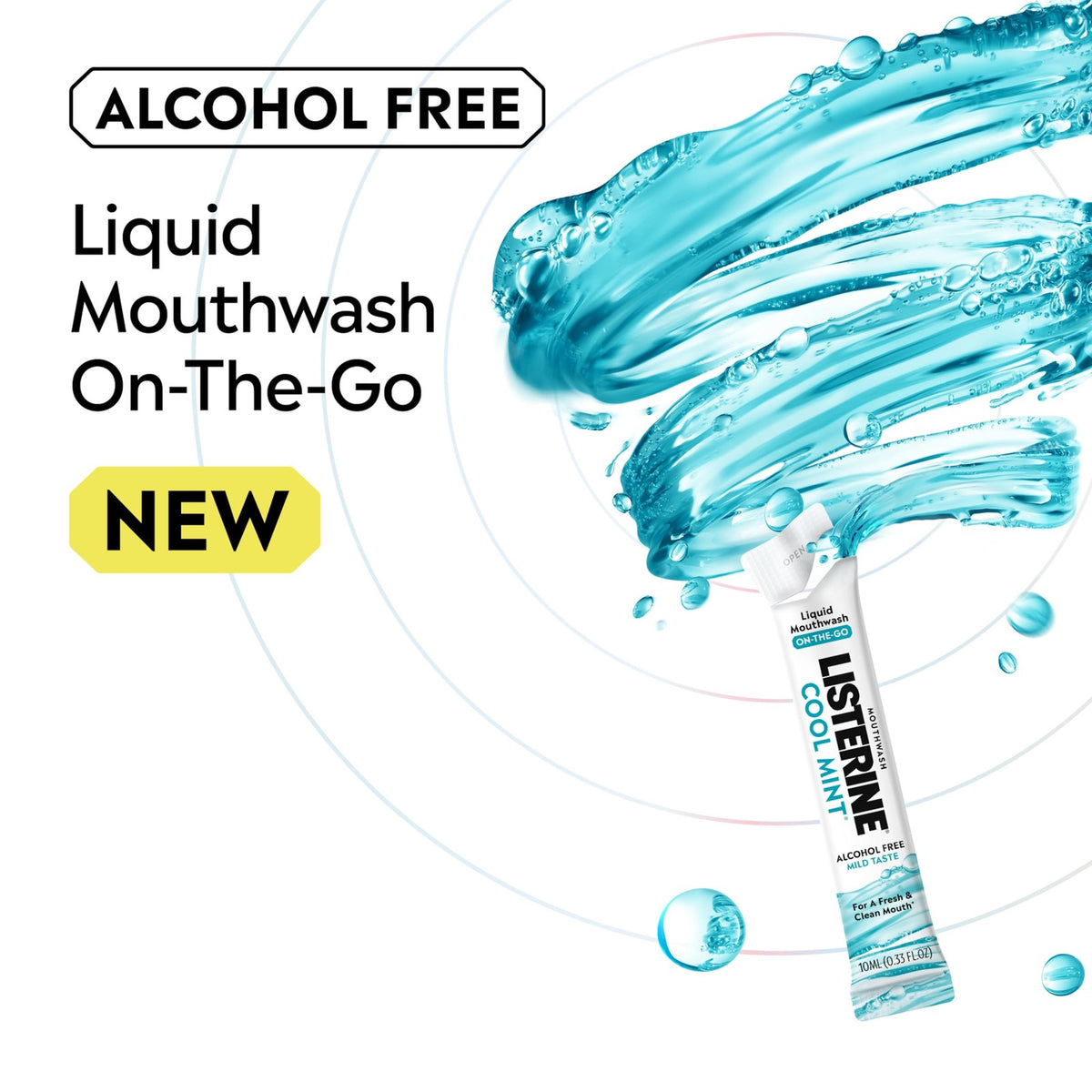 Alcohol-Free Mouthwash Packets - Cool Mint, Travel Size, 5 Pack
