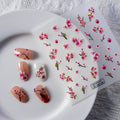 Pink Floral Nail Art Stickers Self-Adhesive for Manicure Decorations