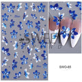 Blue Lace Floral Nail Art Stickers Decals for DIY Nail Design - 2PCS