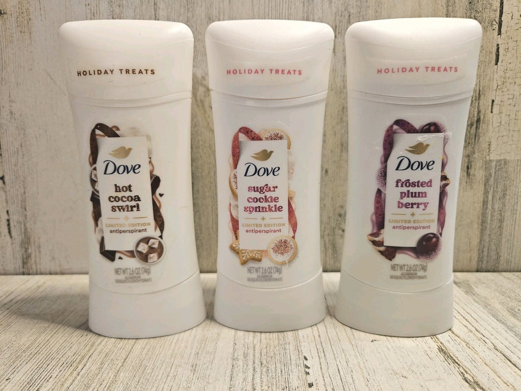 Dove Holiday Limited Edition Antiperspirant Deodorant 3 Pack - Frosted Plum, Hot Cocoa, Sugar Cookie