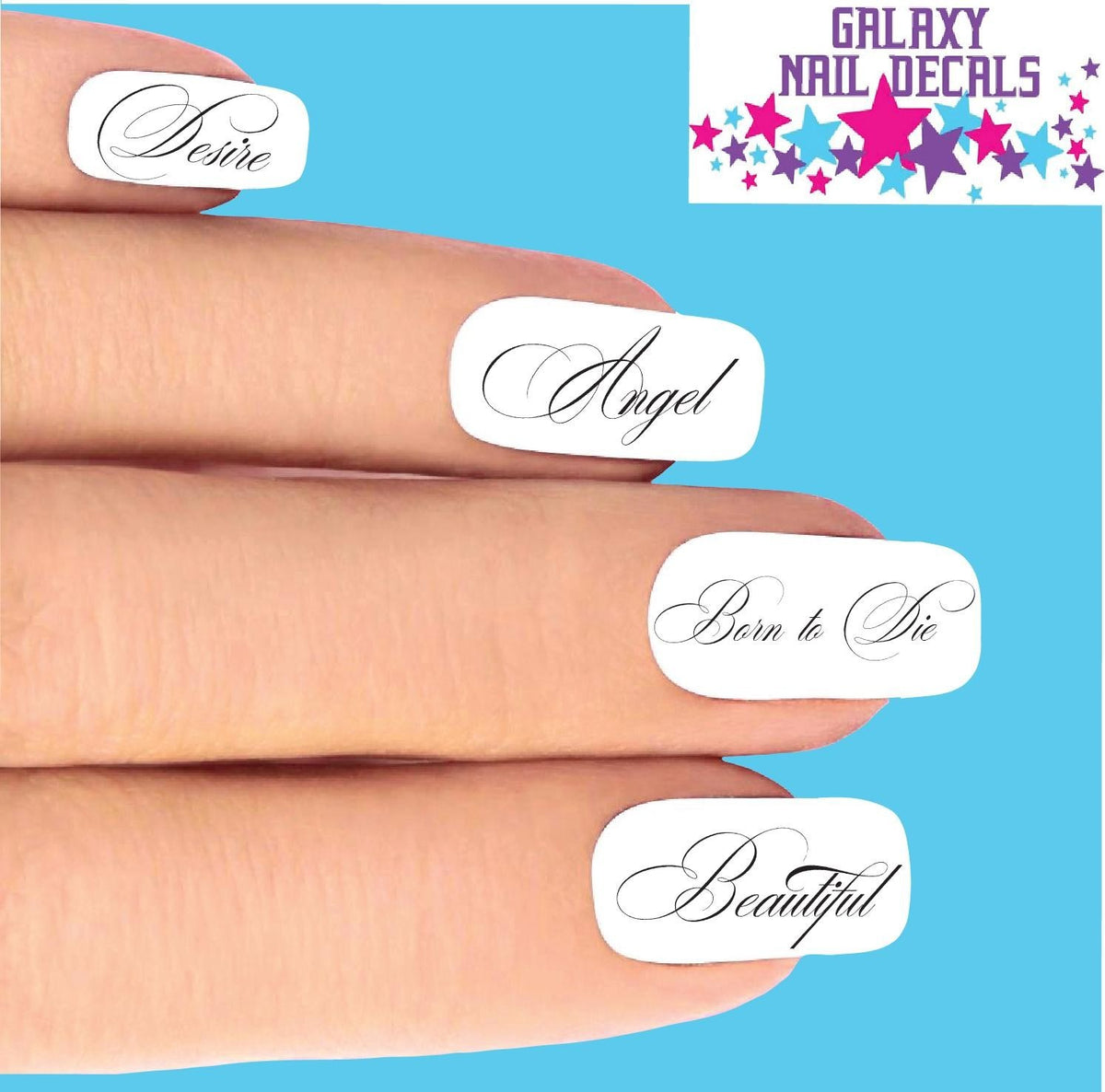 Waterslide Nail Decals Set of 20 Custom Script Fonts for Nails