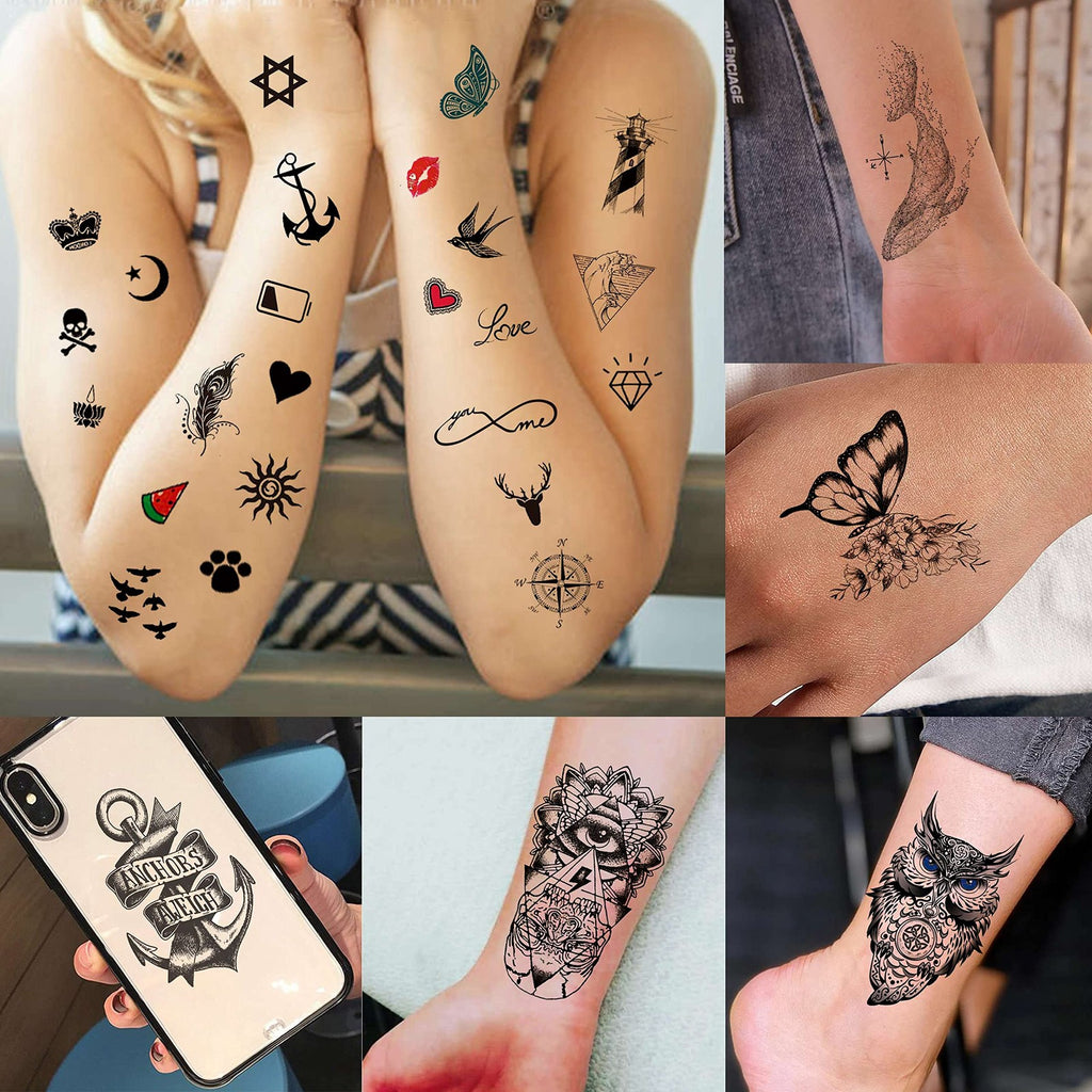 Tiny Temporary Tattoos Set - 66 Sheets, 500+ Waterproof Designs for Face, Arms & Body