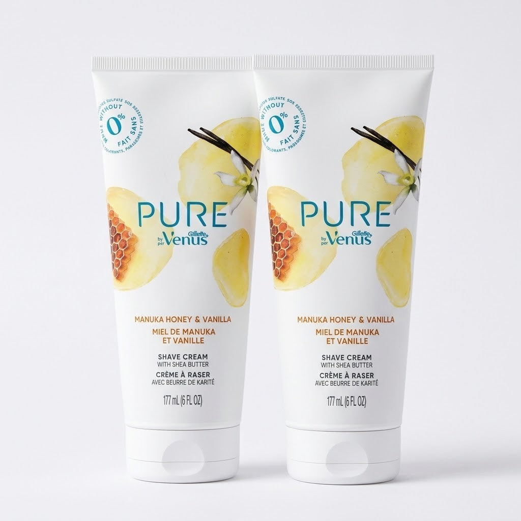 Gillette Venus Pure Shave Gel with Manuka Honey & Vanilla - Nourishing, Paraben-Free, 6 fl oz