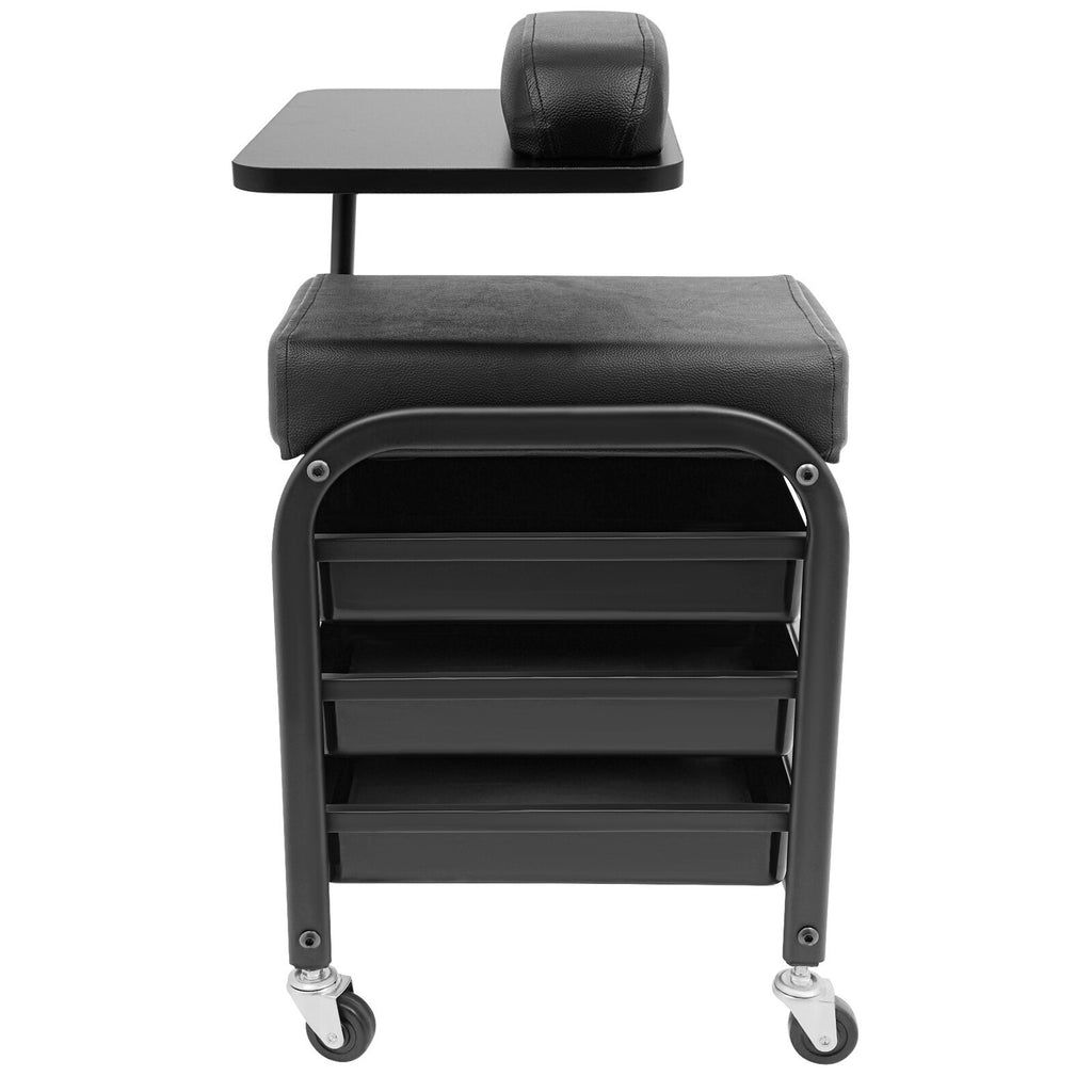 Portable Nail Salon Cart with Drawers and Cushioned Support