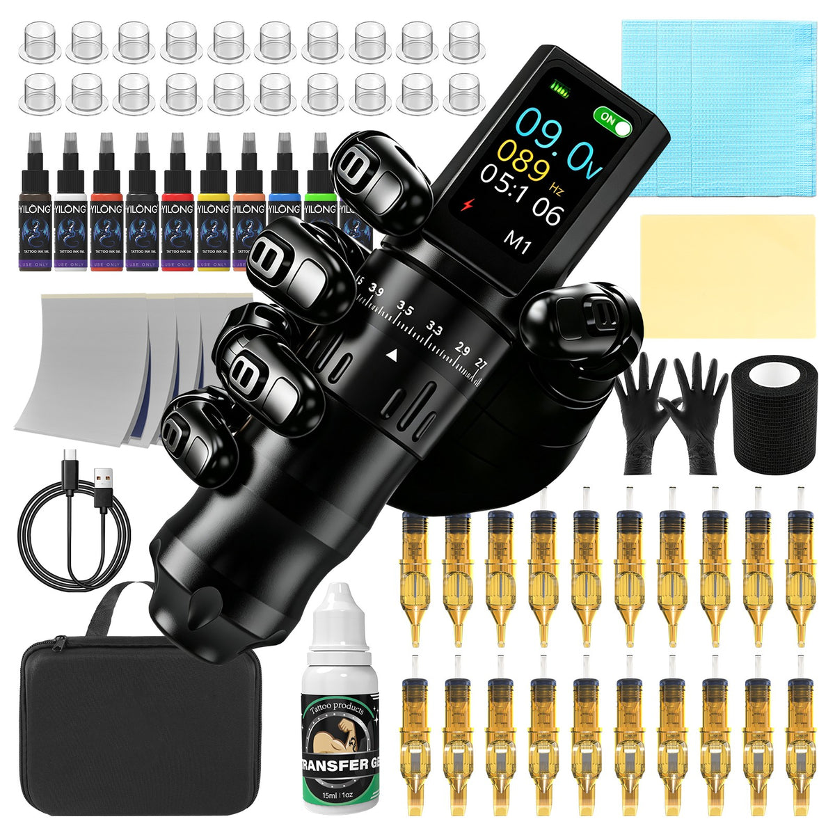 Wireless Tattoo Pen Kit with Transfer Gel, 1200mAh Power Supply