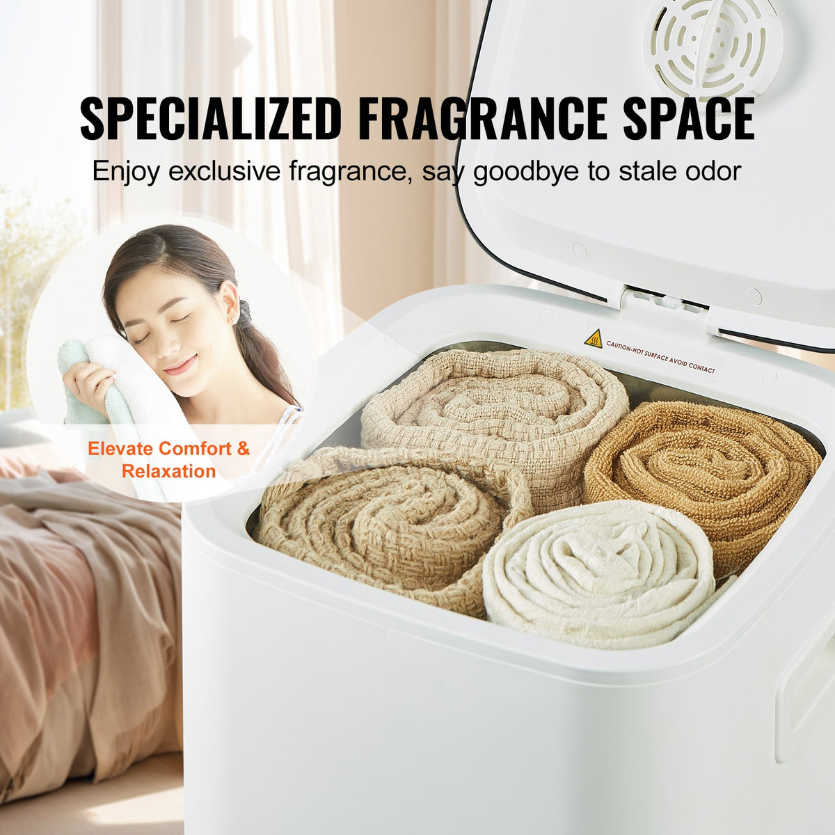 20L Large Towel Warmer Bucket with LED Screen, Timer & U-Shaped Light, White